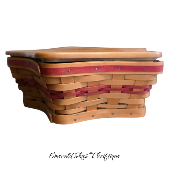 Longaberger 2001 Red Shining Star Basket, Liners, & Protectors lot. Free ship - Picture 2 of 10